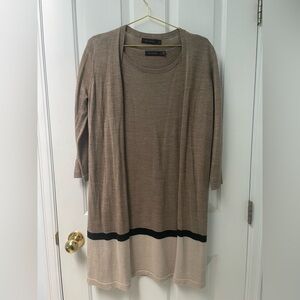 L The Limited Two-Piece Knit Sweater Set in Taupe and Black